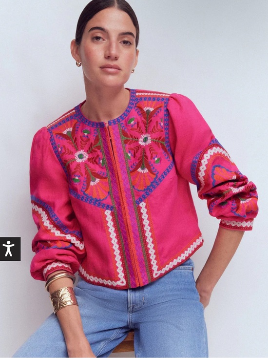 Boden Tops - Boden Bright Pink Embroidered Top